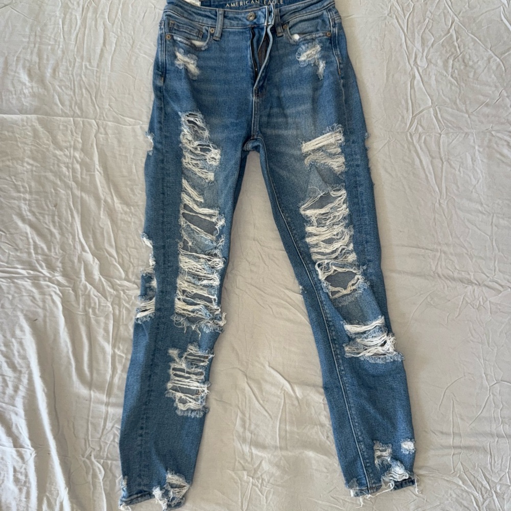 American Eagle Outfitters Ripped Blue Skinny Jeans